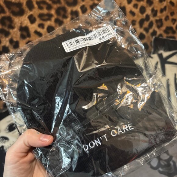 New emo anti every thing beanie hat I don’t care goth grunge hate hat unisex one - Picture 4 of 5